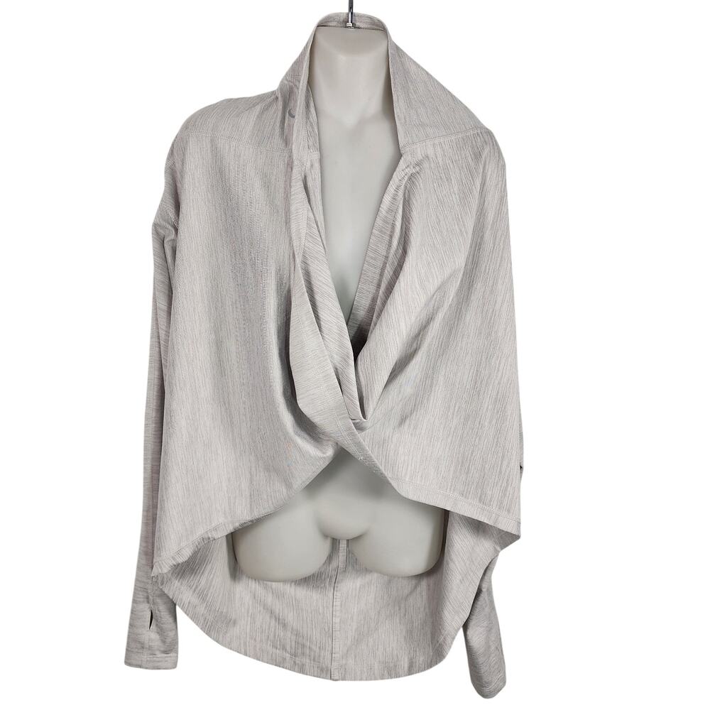 Zyia Active Yoga Shawl Medium Cowl Hooded Wrap Twist Crossover Top Athleisure